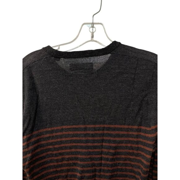 Allsaints Mens Keel Merino Wool Crew Sweater Stripes Size Small Gray Brown - Picture 7 of 9